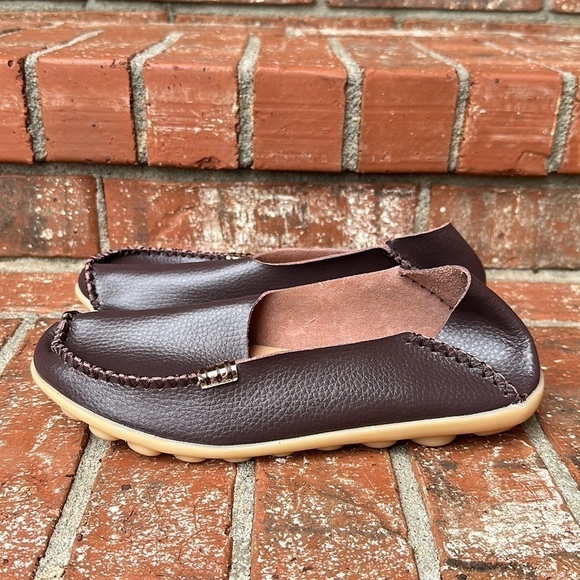 Women's Slip-Ons Comfort Twee Shoes Square Toe Casual Leather Loafer Size 40.5 - Picture 3 of 7